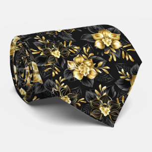 Cravate Sans couture avec orchidées de bijoux