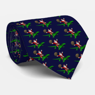 Cravate Santa Claus Riding Green Lizard