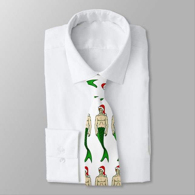 Cravate santa clhead merman christmas mermaid (Attaché)