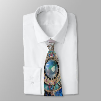 Cravate Saphirs roses et bleus Diamants Perles Mandala