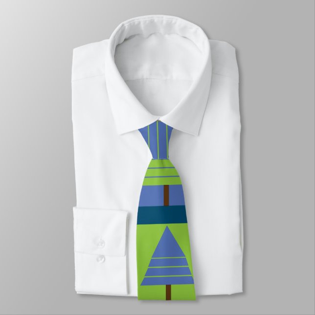 Cravate Sapin de Noël géométrique rayé (Attaché)
