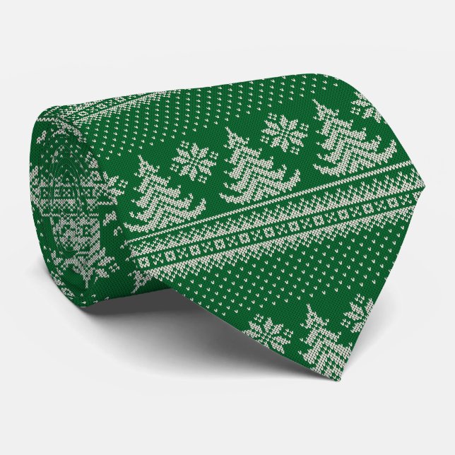 Cravate Sapin de Noël vert (Roulé)