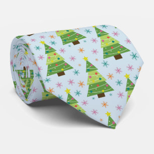 Cravate Sapins de Noël et flocons de neige en motif répéti