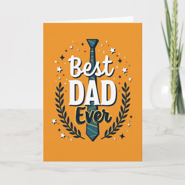Cravate sarcelle Carte Meilleur Papa Jamais (Devant)