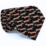 Cravate Saucisse Chien Dachshund Motif<br><div class="desc">Un motif de chien enfichable en dachshund amusant sur un arrière - plan noir. Idéal pour les amateurs de chiens et de chiens.</div>