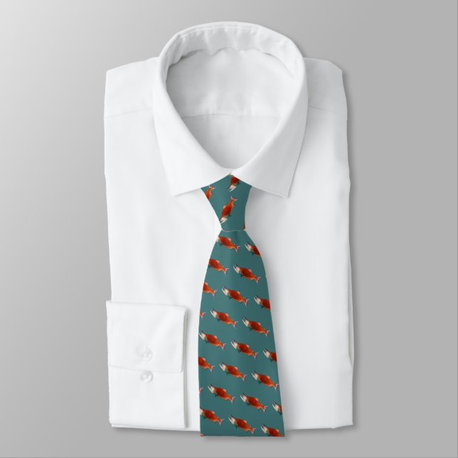 Cravate Saumon Sockeye en rouge (Attaché)