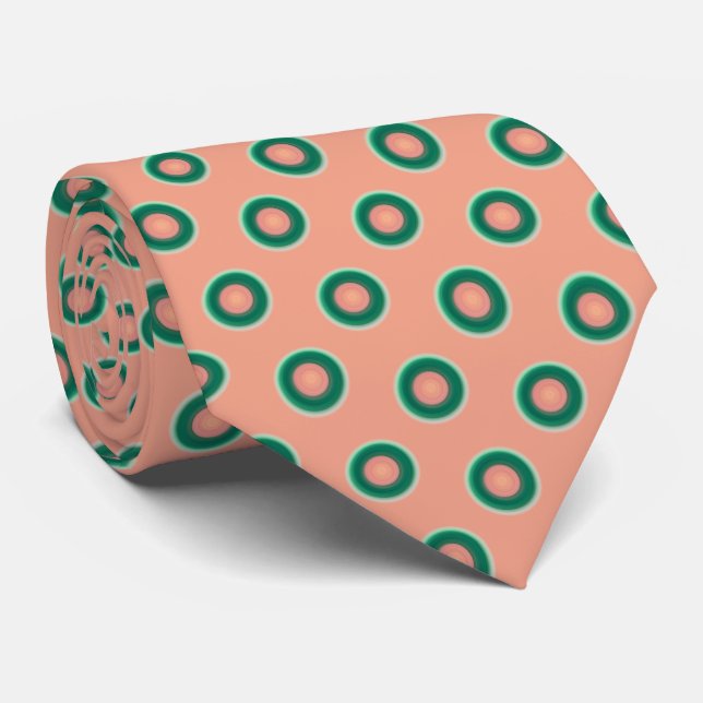 Cravate Saumon vert turquoise rose (Roulé)