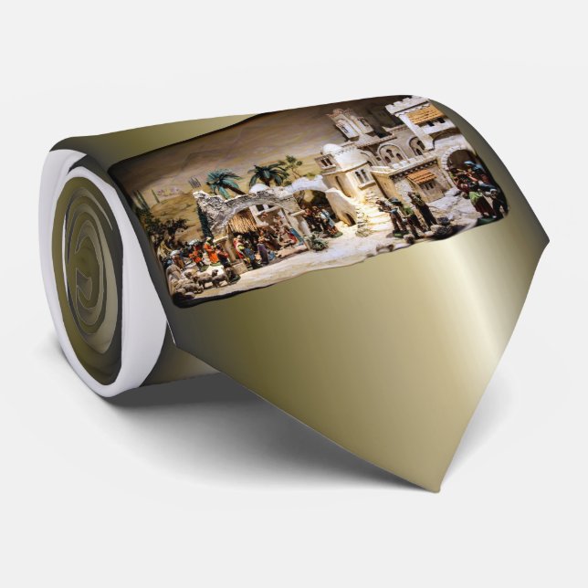 Cravate Scène de nativité installée pour Noël (Roulé)