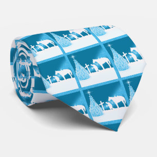 Cravate Scène de prière de neige d'hiver de cowboy