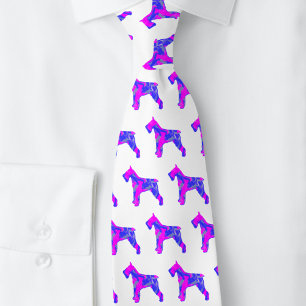 Cravate Schnauzer Chien Cute Rose Silhouette Blanc Cou