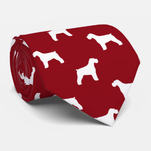 Cravate Schnauzer Chien Silhouettes Motif Rouge et blanc