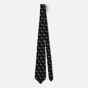 Cravate Schnauzer Silhouette Jaune et Grille noire