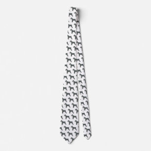 Cravate Schnauzer Silhouette Jaune & Grille noire Blanc