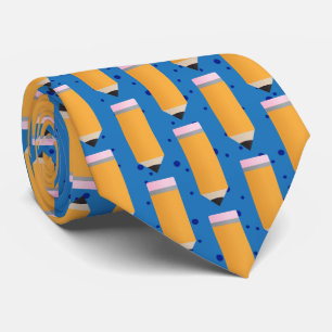 Cravate School Pencil Pattern Blue Neck Tie