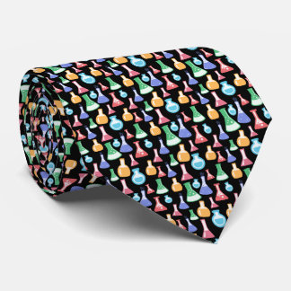 Cravate Science Chemistry Colorful Pattern Teacher Black 