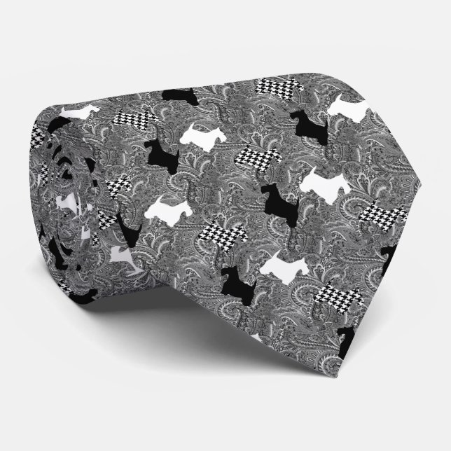 Cravate Scotties et Paisley (Roulé)