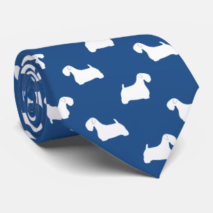 Cravate Sealyham Terrier Silhouettes Chiens Motif Bleu