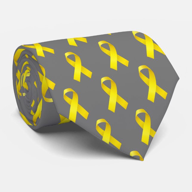 Cravate Sensibilisation au cancer de l'os Ribbon jaune (Roulé)