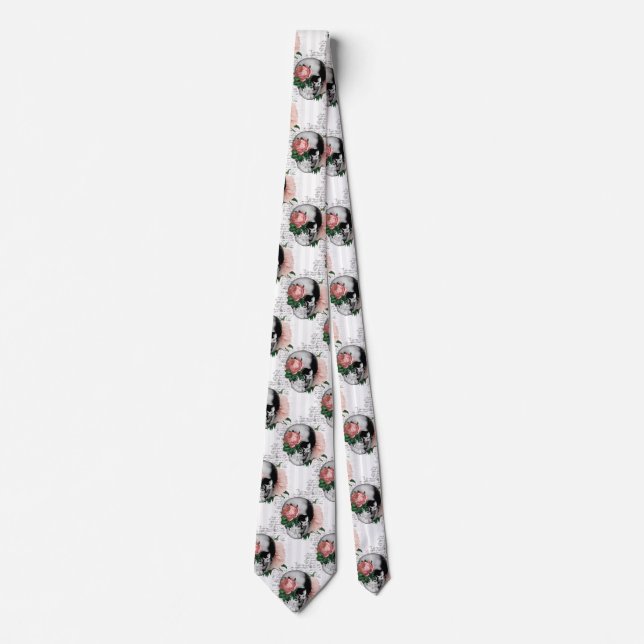 Cravate Série de crânes floraux roses Design 2   (Devant)