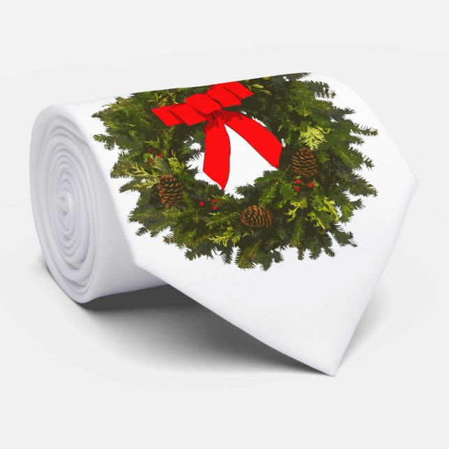 Cravate Serre de Noël avec cônes de pin et cordes rouges (Roulé)
