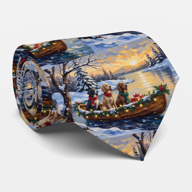 Cravate Setter Anglais Noël Bateau Fêtes (Roulé)