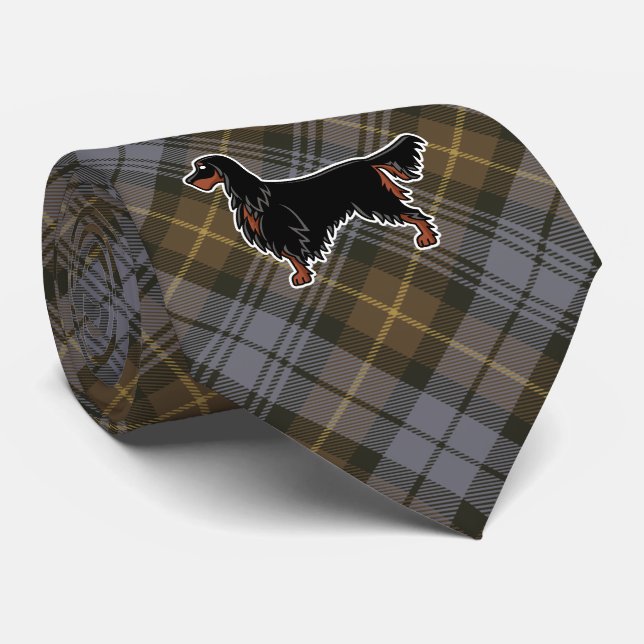 Cravate Setter Gordon sur tartan altéré Gordon Weathered (Roulé)