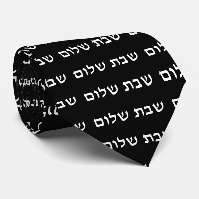 Cravate Shabbat Shalom Hébreu Juif Shabbos  (Roulé)