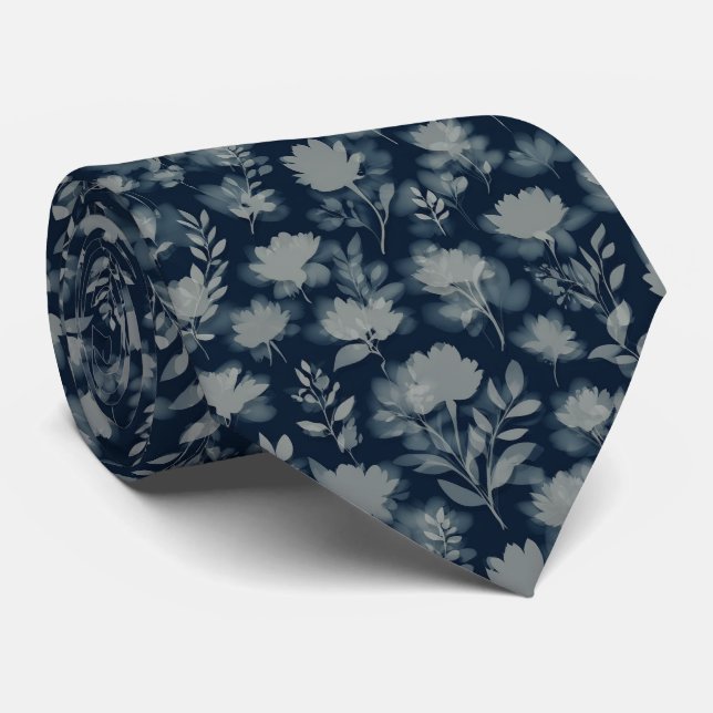Cravate Shadow Floral Silhouette Pattern (Roulé)