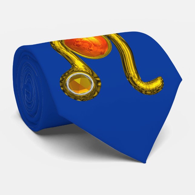 Cravate SIGNE D'ANNIVERSAIRE ZODIAC LEO, Topaz Jaune, Or,  (Roulé)