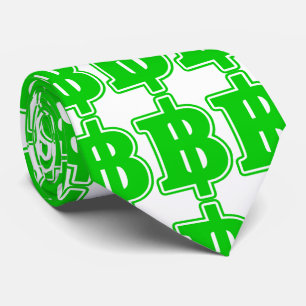 Cravate SIGNE VERT BAHT ฿ devises thaïlandaises ฿