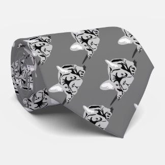 Cravate Silhouette de Bouledogue Français noir, blanc, gri