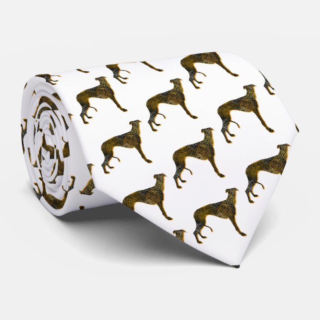 Cravate Silhouette de Chien Greyhound Lurcher Halloween Bl (Roulé)