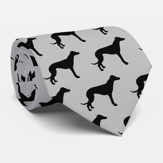 Cravate Silhouette de chien Greyhounds (Roulé)