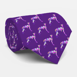 Cravate Silhouette de chien Lurcher Greyhound Violet foncé