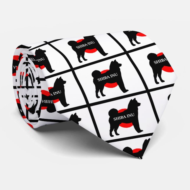 Cravate silhouette du nom shiba inu sur le drapeau (Roulé)