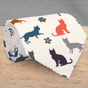 Cravate Silhouettes de chat colorées Motif félin Élégant