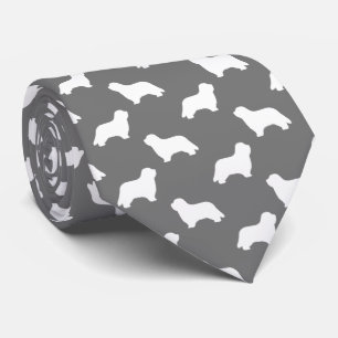 Cravate Silhouettes de chien de Collie hérissé Motif gris