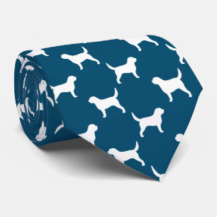 Cravate Silhouettes de chien d'Otterhound Motif bleu et bl