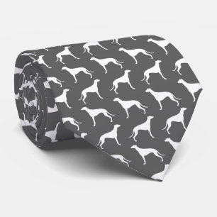 Cravate Silhouettes de chien gris Motif gris et blanc