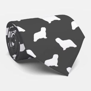 Cravate Silhouettes de chien Komondor Motif gris et blanc