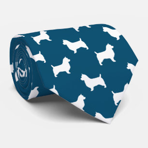 Cravate Silhouettes de chien Terrier australien Motif bleu