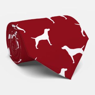 Cravate Silhouettes de Chien Vizsla Motif Rouge et Blanc