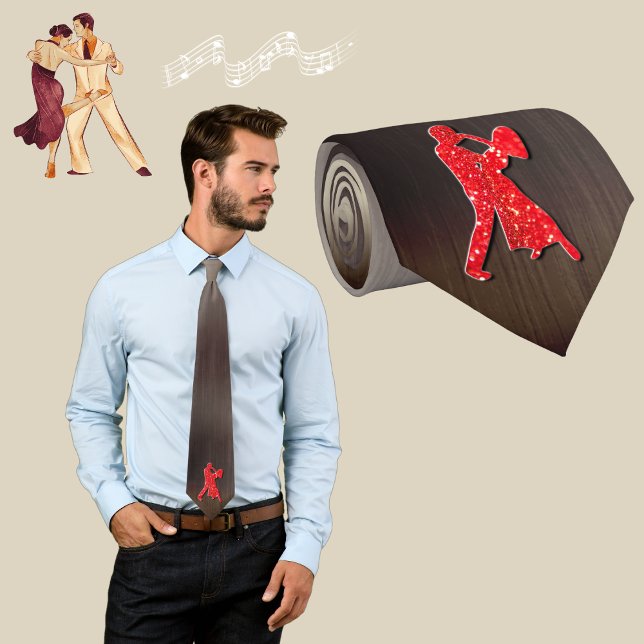 Cravate Silhouettes de danseurs rouges (faux strass) (Créateur téléchargé)