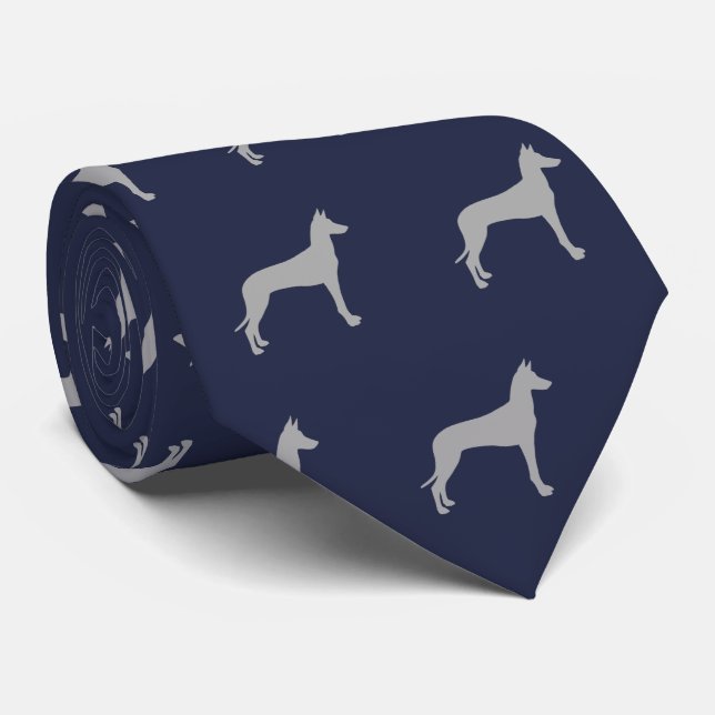 Cravate Silhouettes de Pharaoh Hound Motif bleu et gris (Roulé)