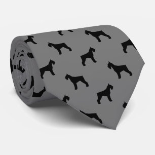 Cravate Silhouettes Schnauzer géantes Motif gris et noir