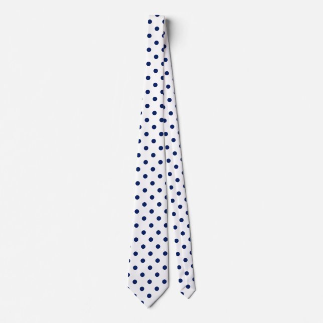 Cravate Simple Bleu Marine à pois  (Devant)