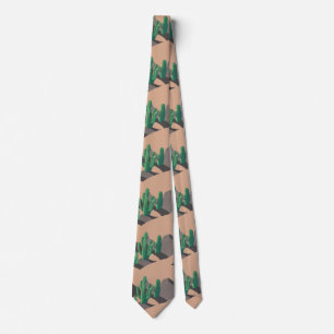 Cravate simple cactus du désert motif coloré marron modern