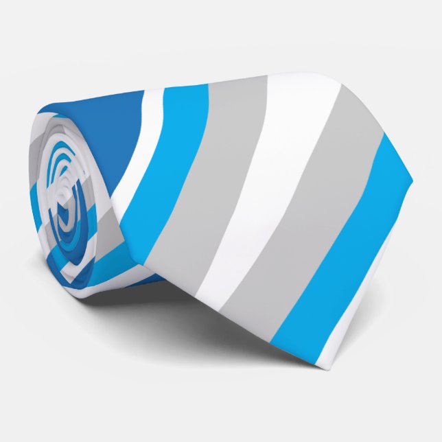 Cravate Simple Geometric Blue an Grey Stripes (Roulé)