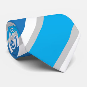 Cravate Simple Géométrique Bleu Blanc et Gris Rayures