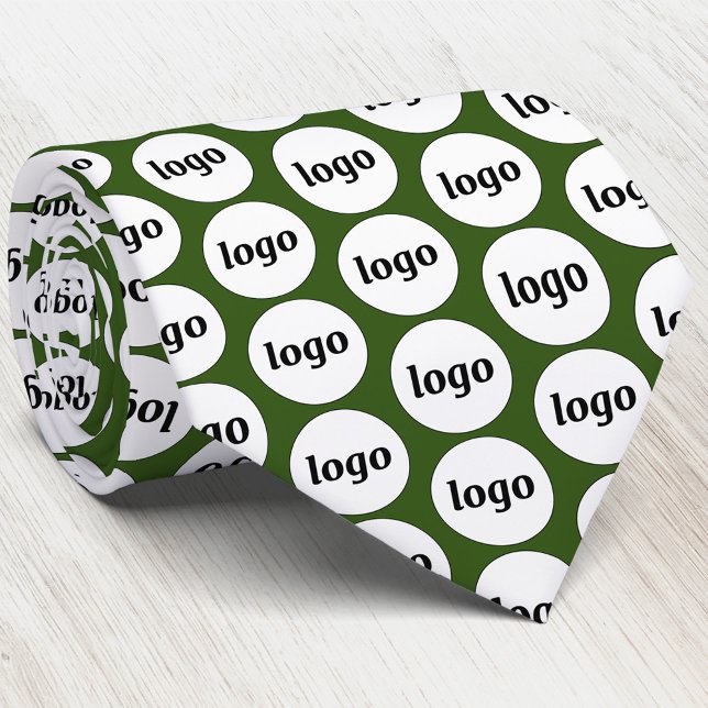 Cravate Simple Logo Entreprise Vert Forêt (Simple logo pattern business branding forest green neck tie)